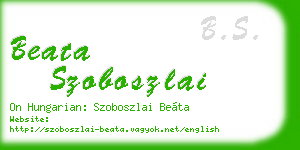 beata szoboszlai business card